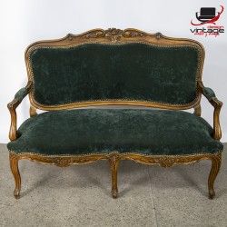 Sofa z XIX wieku - Ludwik XV z litego drewna orzechowego